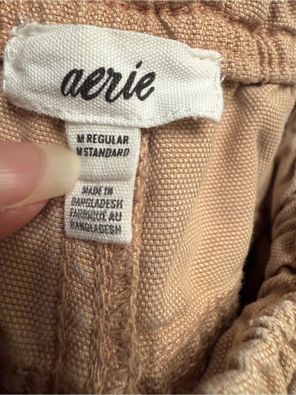 Aerie Workwear Baggy High Waist Drawcord Waist Pants SZ Medium Beige - Picture 4 of 9